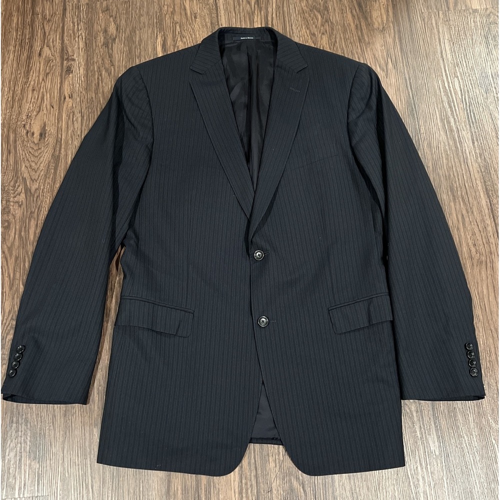 Z Zegna 100% Wool Two Button Blazer Size 54L In Pinstripe Gray